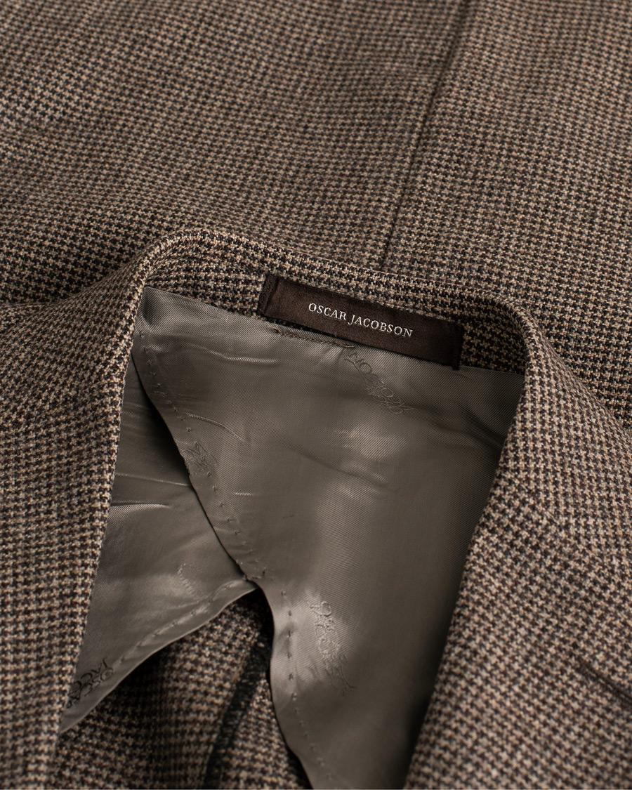 Hombres | Oscar Jacobson Einar Houndstooth Wool Blazer Brown 46 | Pre-owned | Oscar Jacobson Einar Houndstooth Wool Blazer Brown 46