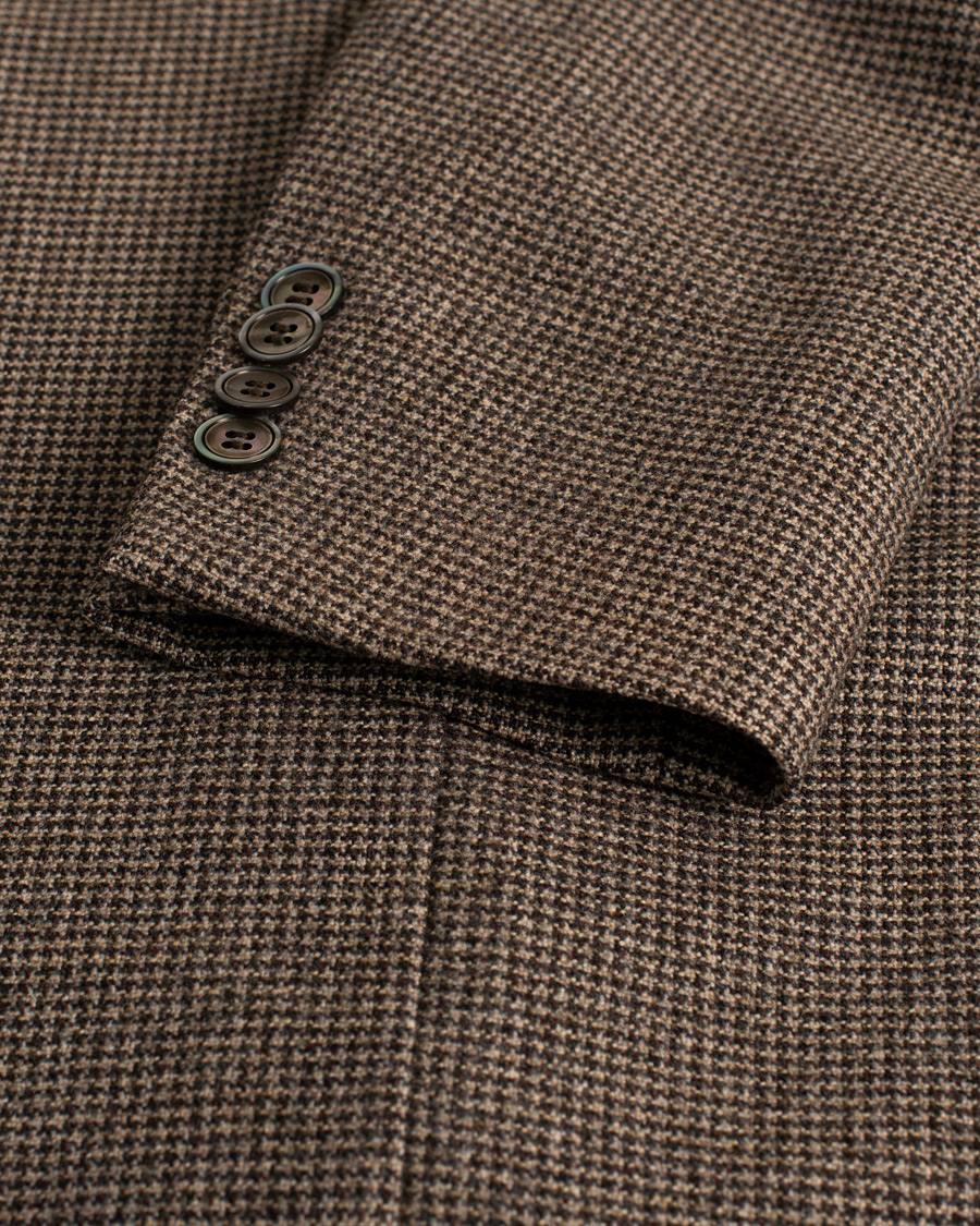 Hombres | Oscar Jacobson Einar Houndstooth Wool Blazer Brown 46 | Pre-owned | Oscar Jacobson Einar Houndstooth Wool Blazer Brown 46