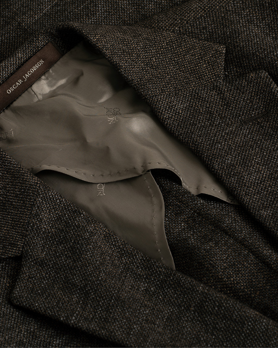 Hombres | Blazers | Pre-owned | Oscar Jacobson Einar Linen/Wool Patch Pocket Blazer Brown 52