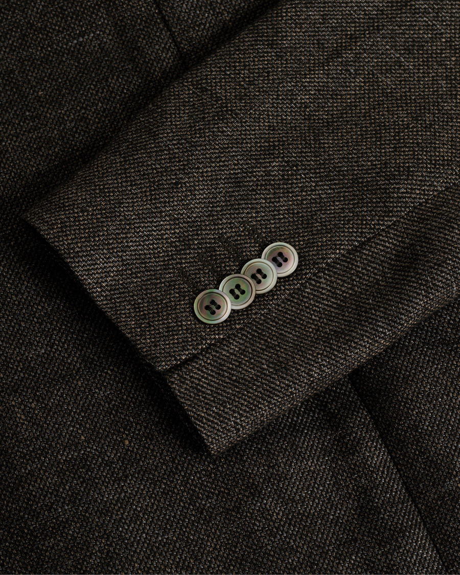 Hombres | Blazers | Pre-owned | Oscar Jacobson Einar Linen/Wool Patch Pocket Blazer Brown 52