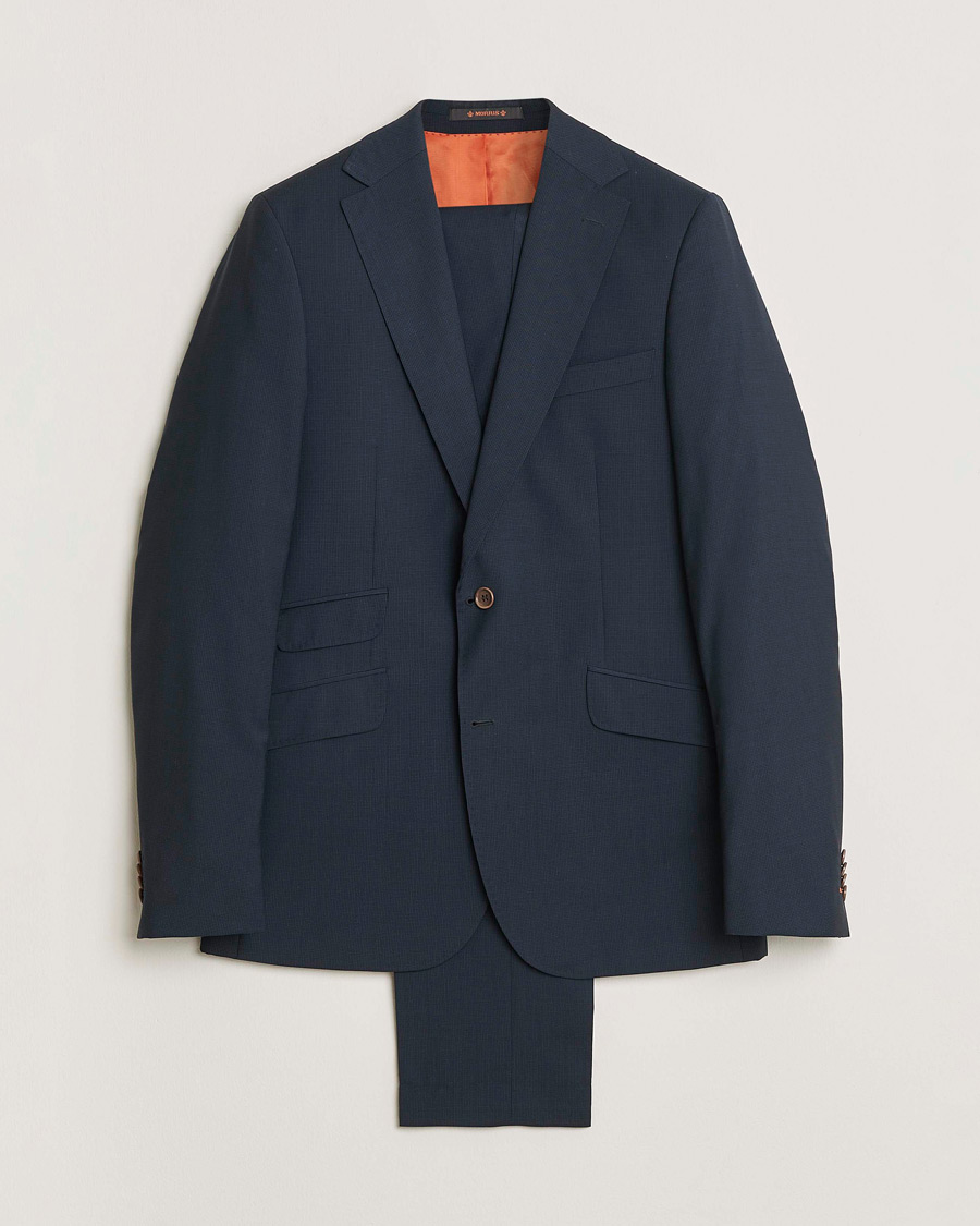 Hombres | Pre-owned Trajes | Pre-owned | Morris Wool Suit Navy Check 150