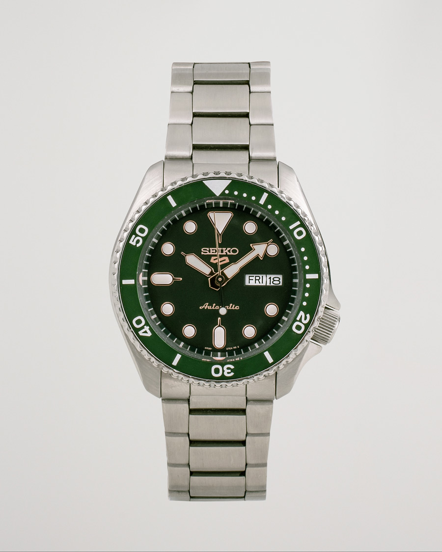 Hombres | Seiko 5 Sports Mens 43mm 100m Automatic Steel/Green Dial | Pre-owned | Seiko 5 Sports Mens 43mm 100m Automatic Steel/Green Dial