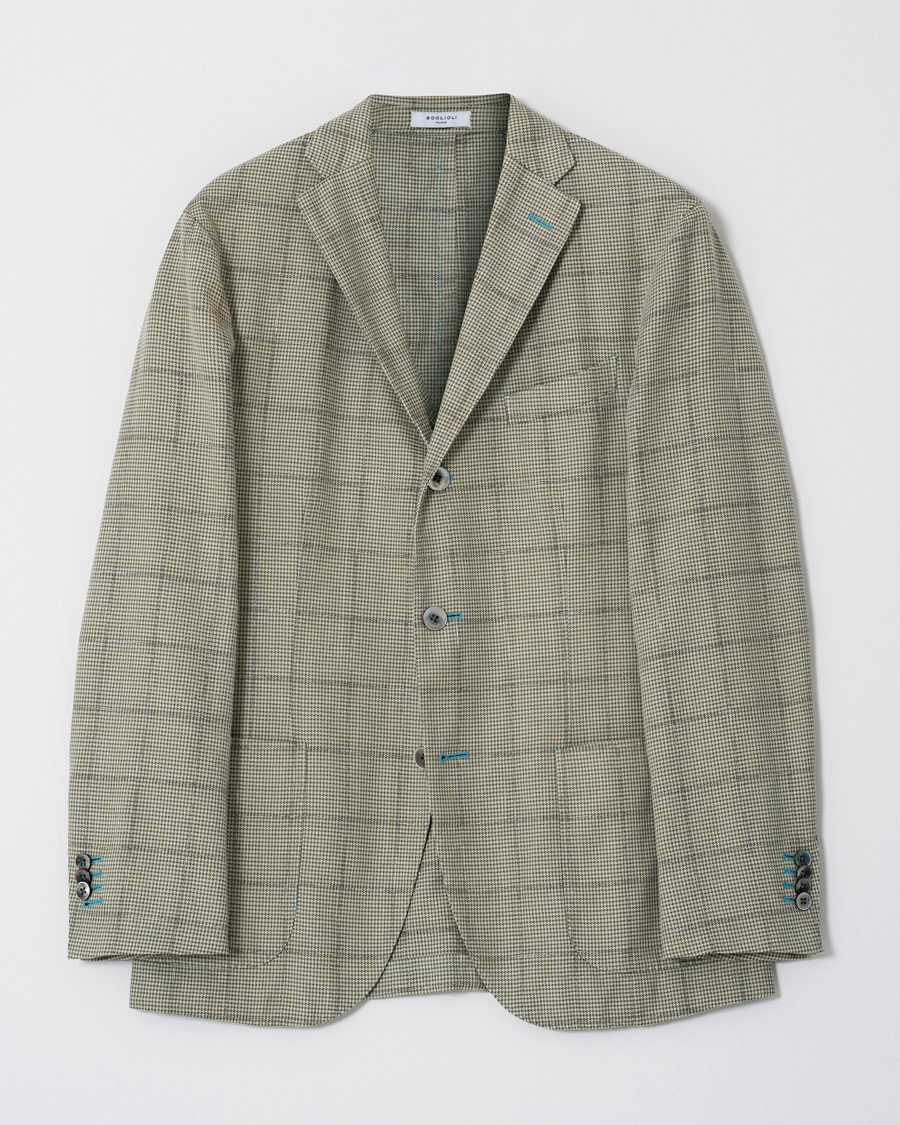 Hombres | Boglioli K Jacket Houndstooth Overcheck Blazer Green 46 | Pre-owned | Boglioli K Jacket Houndstooth Overcheck Blazer Green 46