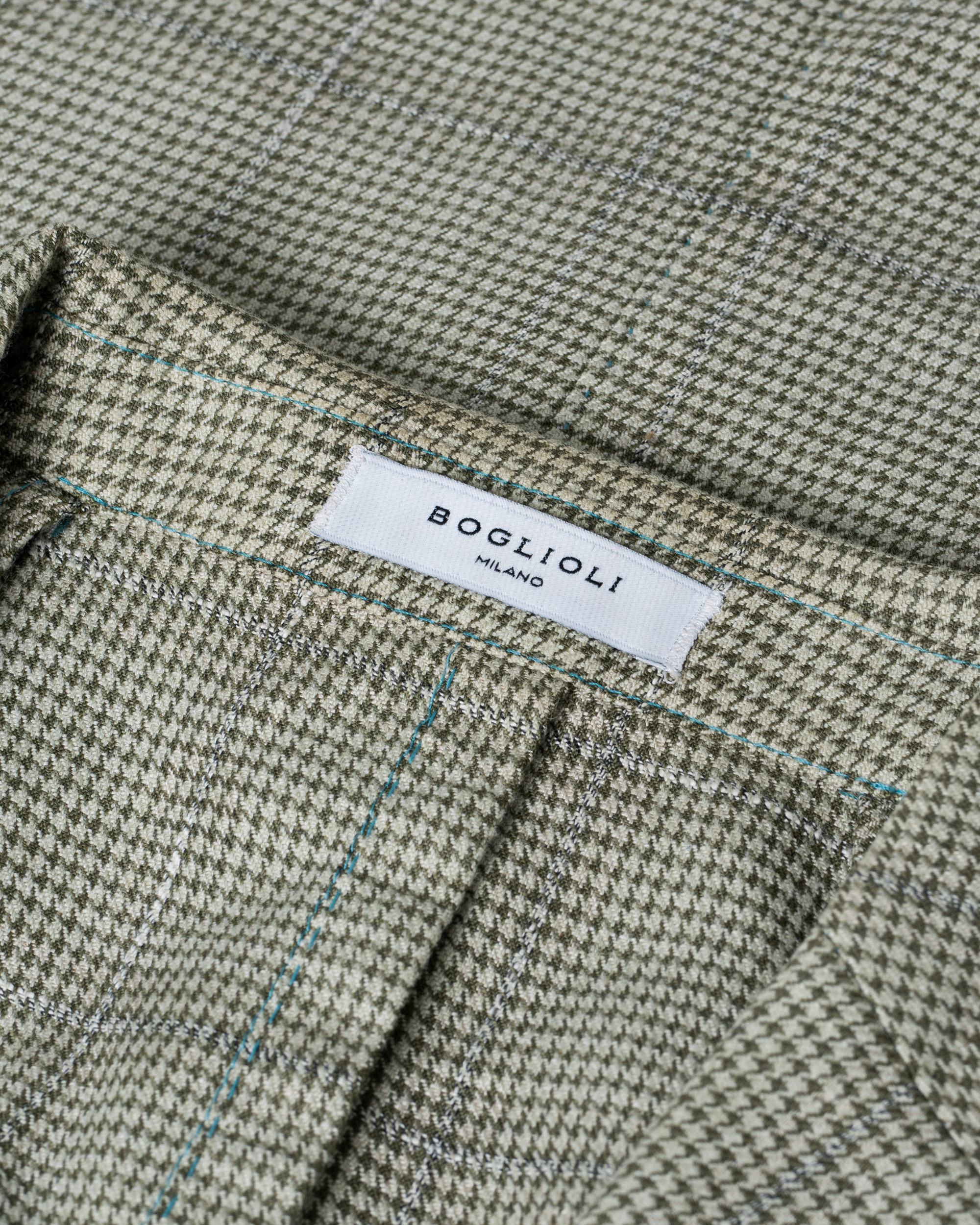 Hombres | Boglioli K Jacket Houndstooth Overcheck Blazer Green 46 | Pre-owned | Boglioli K Jacket Houndstooth Overcheck Blazer Green 46