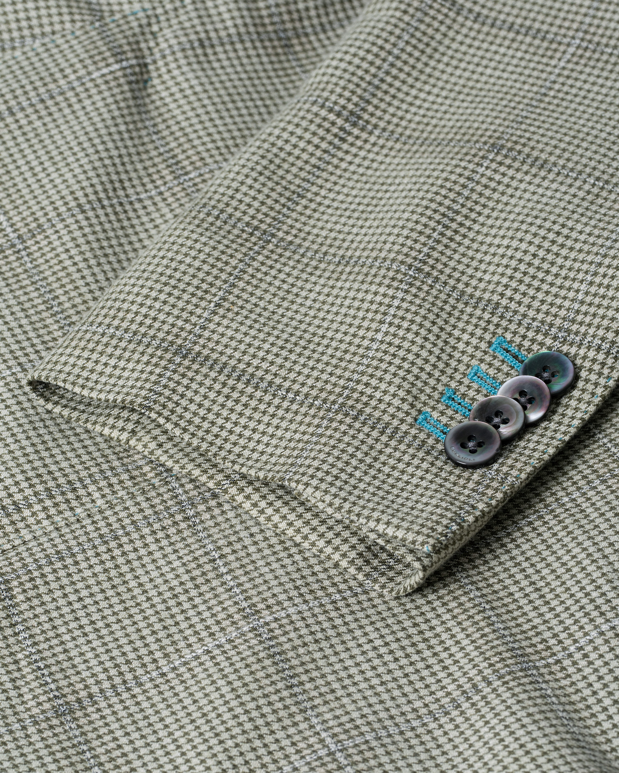 Hombres | Boglioli K Jacket Houndstooth Overcheck Blazer Green 46 | Pre-owned | Boglioli K Jacket Houndstooth Overcheck Blazer Green 46