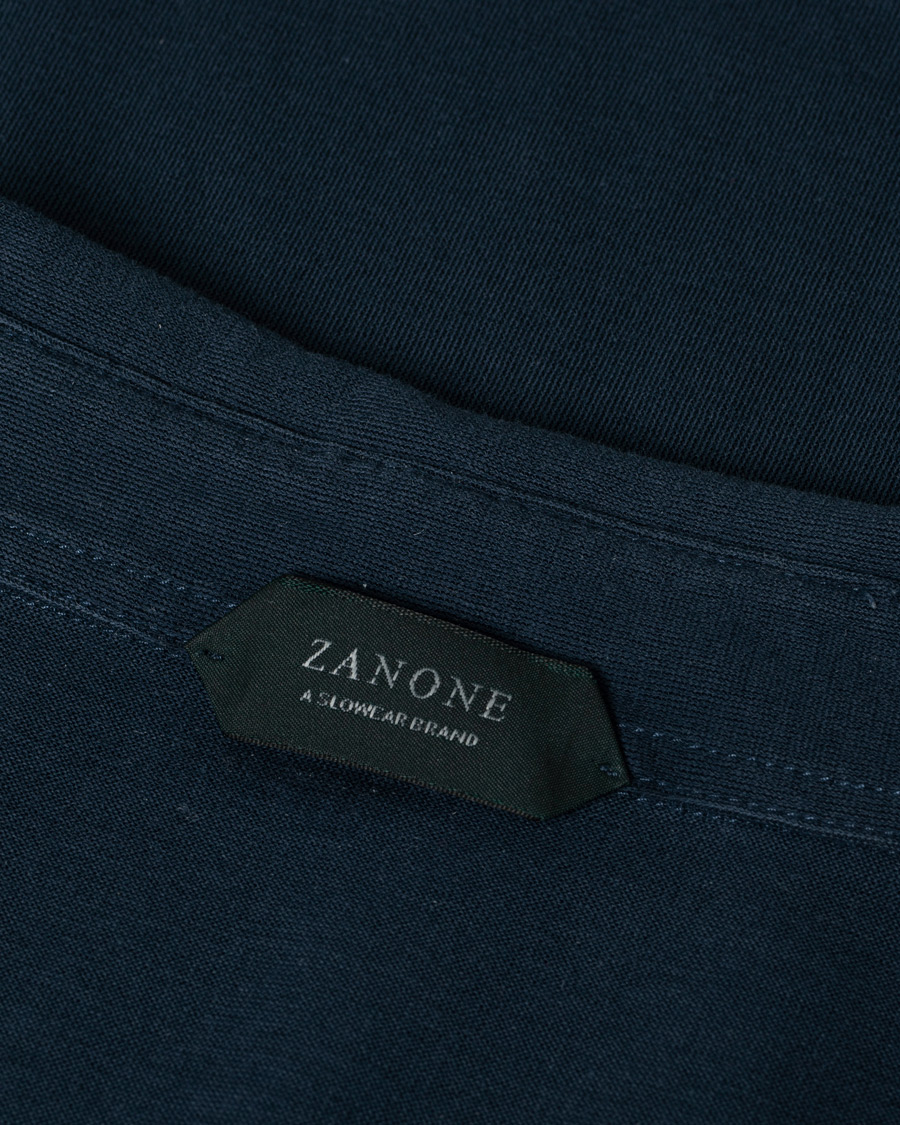 Hombres | Zanone Ice Cotton Short Sleeve Polo Dark Blue 52 | Pre-owned | Zanone Ice Cotton Short Sleeve Polo Dark Blue 52