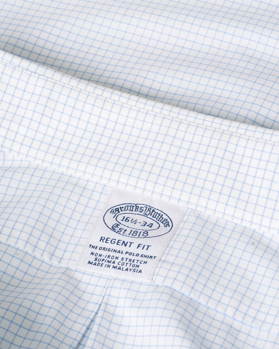 Hombres | Brooks Brothers Regent Fit Non Iron Gingham Shirt Blue | Pre-owned | Brooks Brothers Regent Fit Non Iron Gingham Shirt Blue