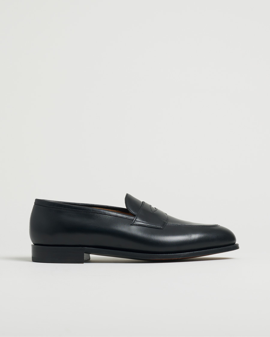 Hombres | Edward Green Piccadilly Penny Loafer Black Calf | Pre-owned | Edward Green Piccadilly Penny Loafer Black Calf