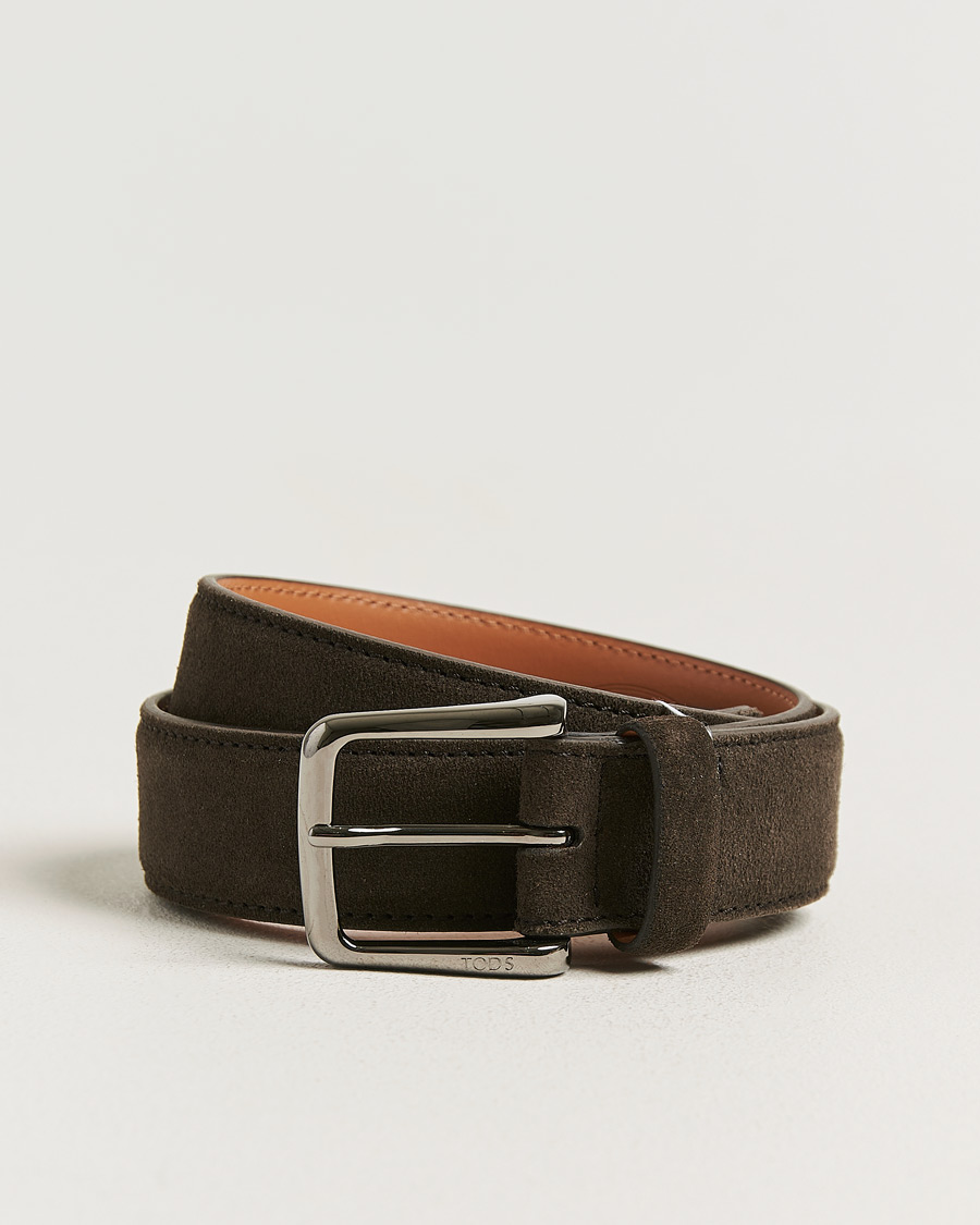 Hombres | Pre-owned Accesorios | Pre-owned | Tod's Suede 3,5 cm Belt Brown 95