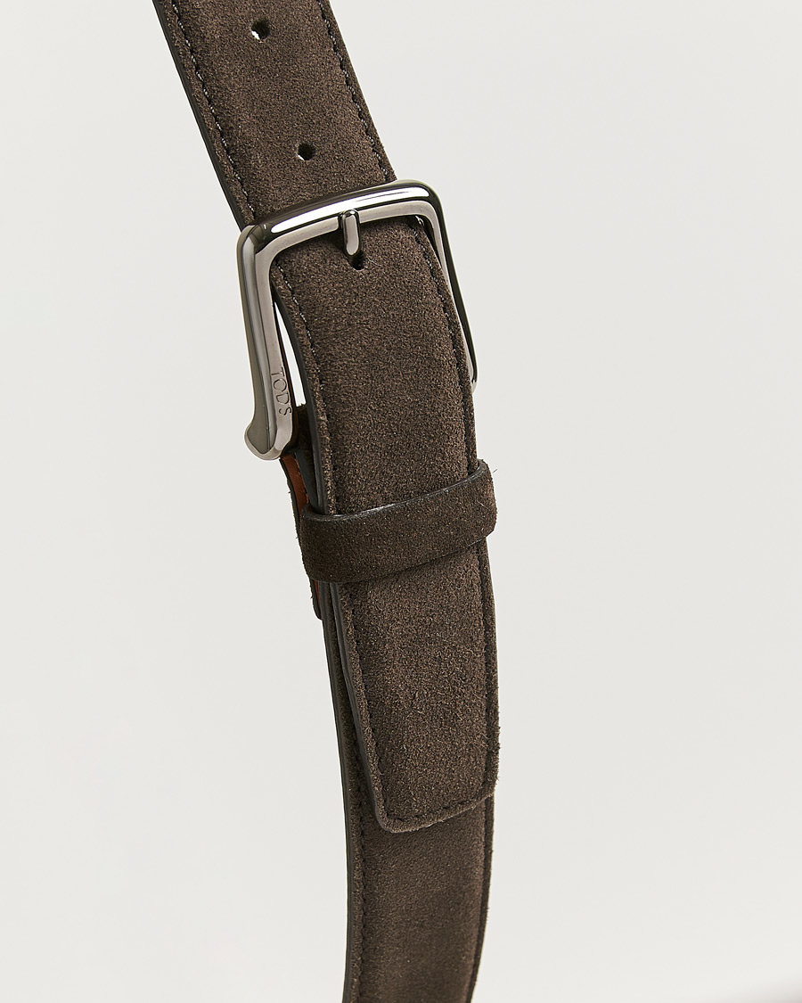 Hombres | Pre-owned Accesorios | Pre-owned | Tod's Suede 3,5 cm Belt Brown 95