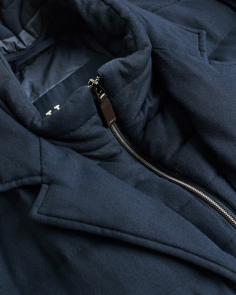 Hombres | Herno Flannel Down Jacket Navy 52 | Pre-owned | Herno Flannel Down Jacket Navy 52