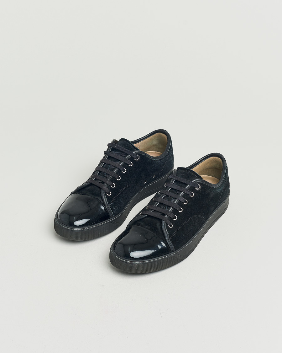 Hombres | Lanvin Patent Cap Toe Sneaker Black/Black | Pre-owned | Lanvin Patent Cap Toe Sneaker Black/Black