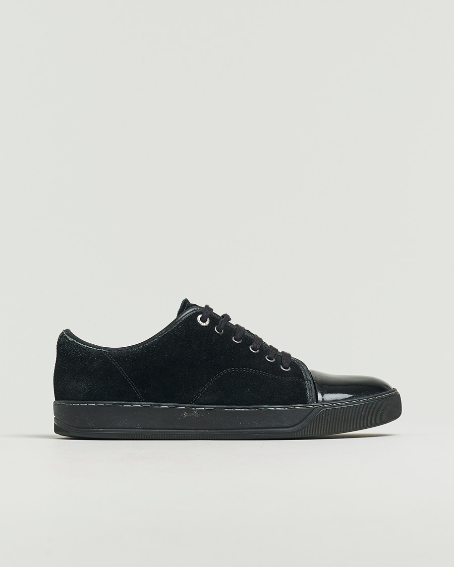 Hombres | Lanvin Patent Cap Toe Sneaker Black/Black | Pre-owned | Lanvin Patent Cap Toe Sneaker Black/Black