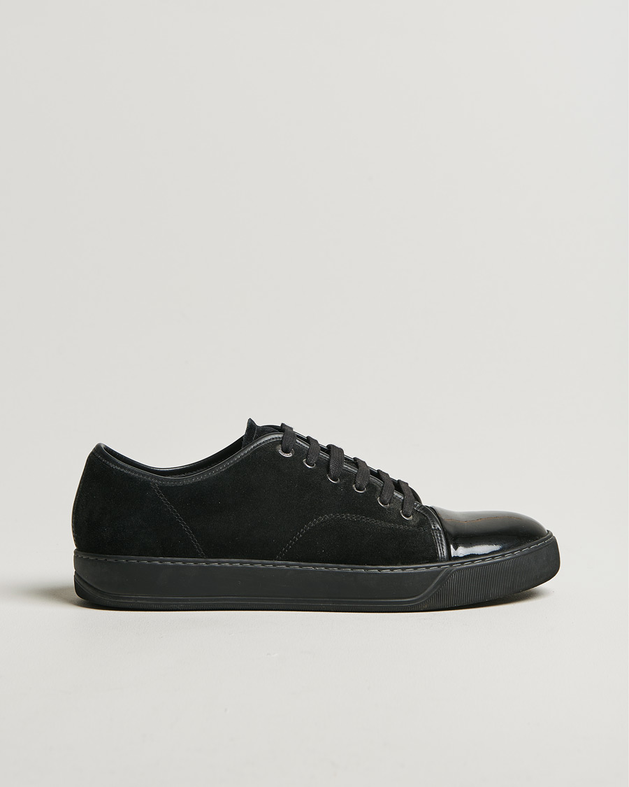 Hombres | Lanvin Patent Cap Toe Sneaker Black/Black | Pre-owned | Lanvin Patent Cap Toe Sneaker Black/Black