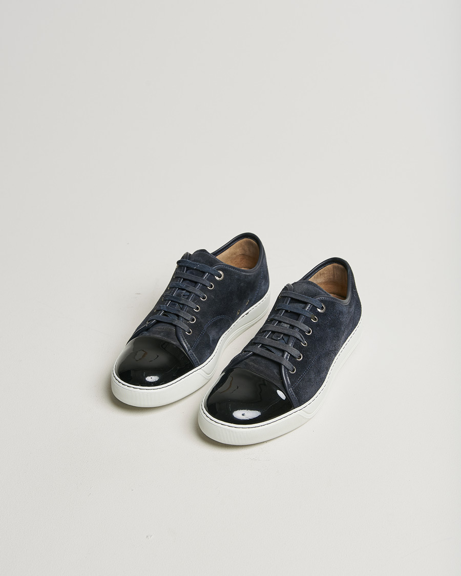 Hombres | Lanvin Patent Cap Toe Sneaker Navy | Pre-owned | Lanvin Patent Cap Toe Sneaker Navy
