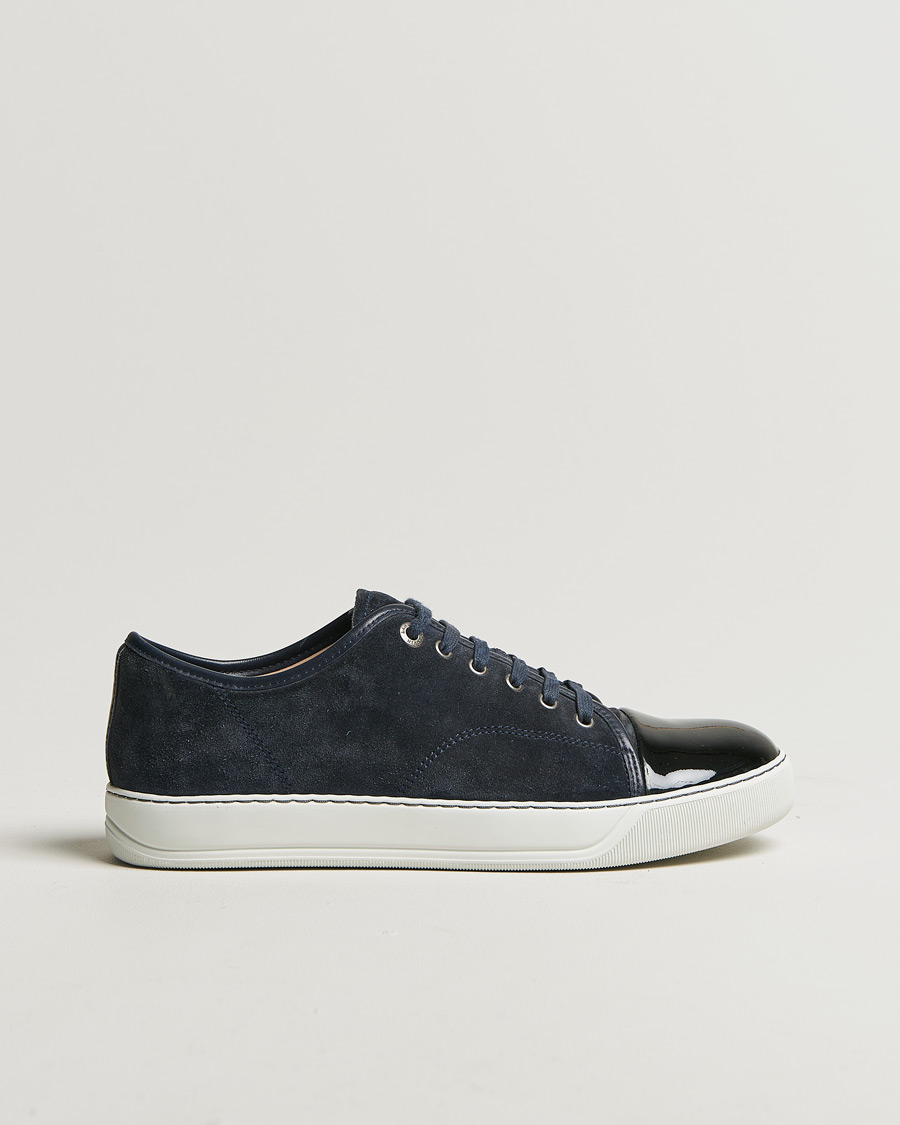 Hombres | Lanvin Patent Cap Toe Sneaker Navy | Pre-owned | Lanvin Patent Cap Toe Sneaker Navy