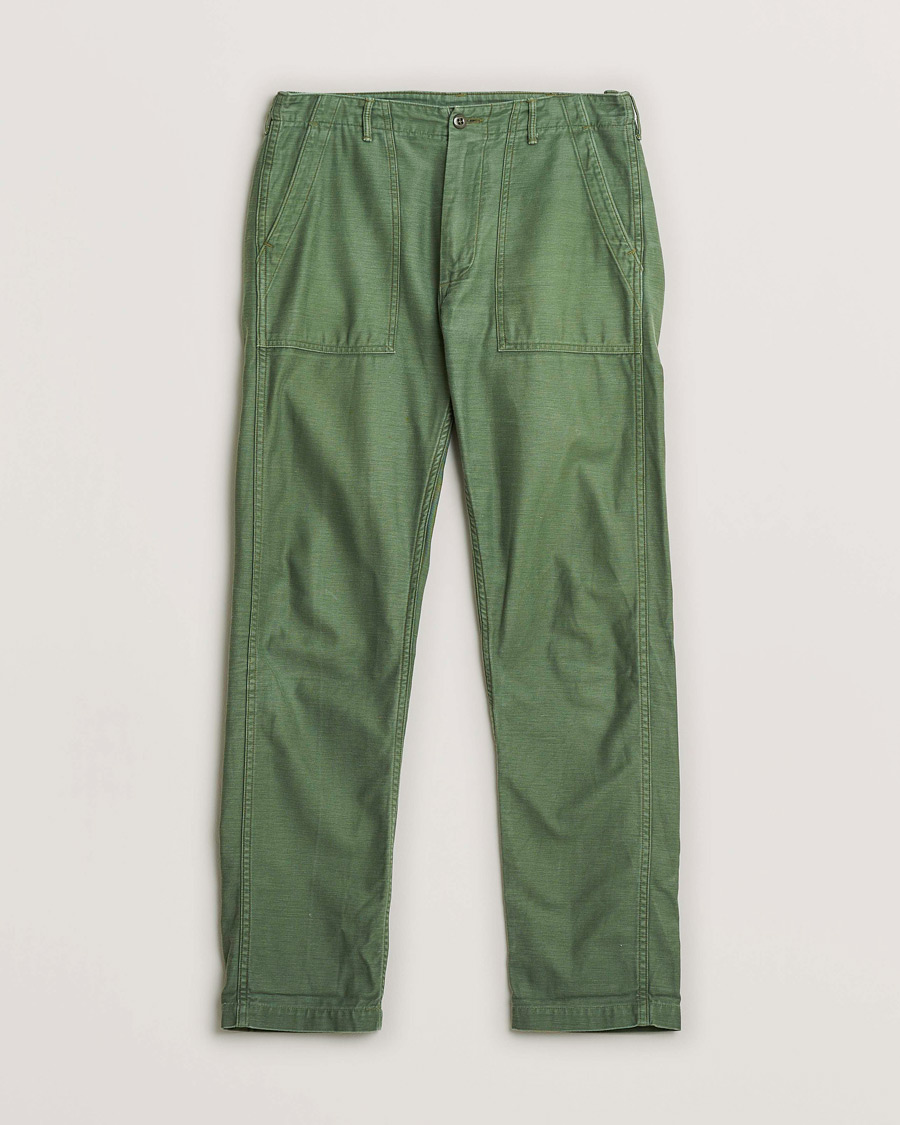 Hombres | orSlow Slim Fit Original Sateen Fatigue Pants Green M | Pre-owned | orSlow Slim Fit Original Sateen Fatigue Pants Green M
