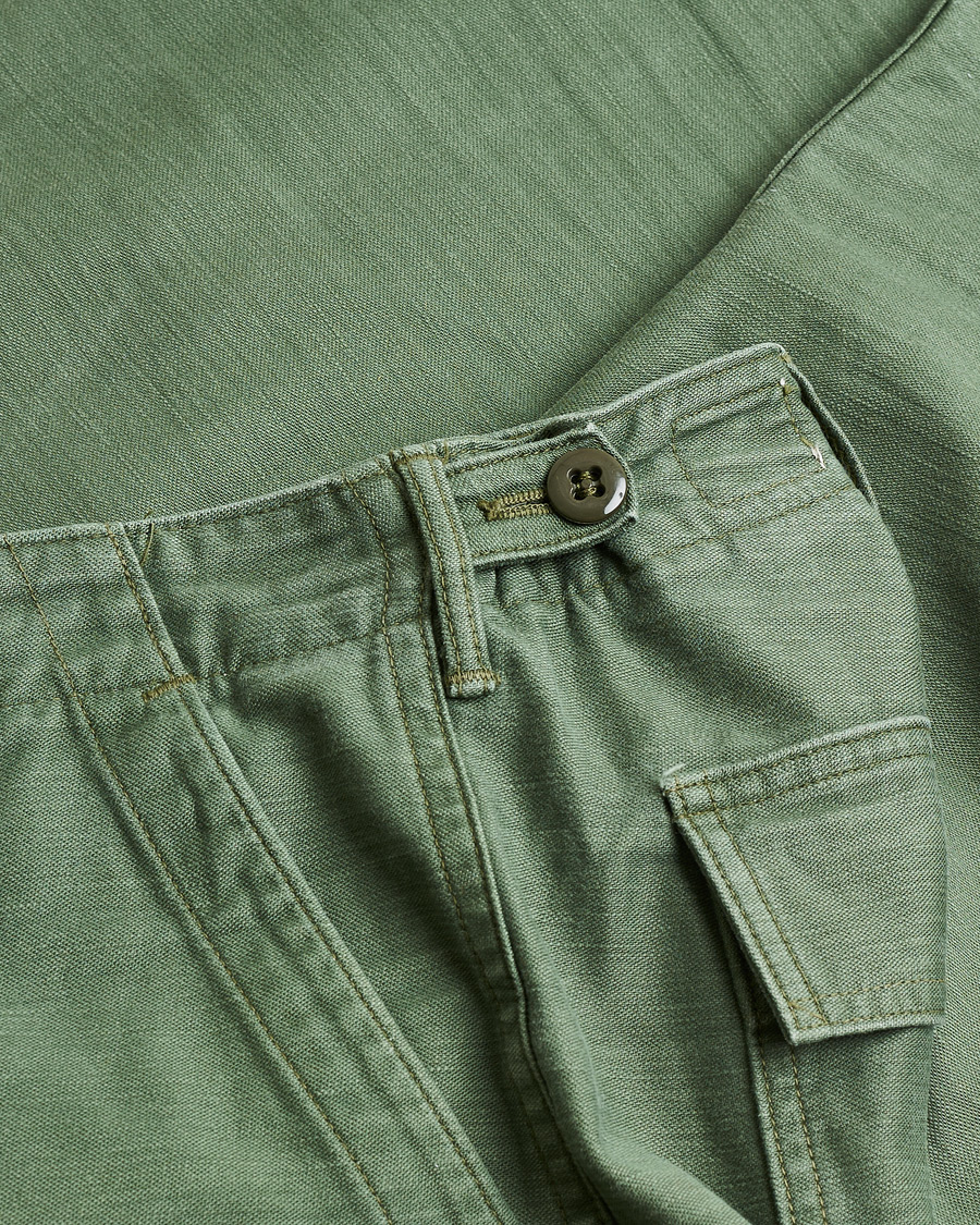 Hombres | orSlow Slim Fit Original Sateen Fatigue Pants Green M | Pre-owned | orSlow Slim Fit Original Sateen Fatigue Pants Green M