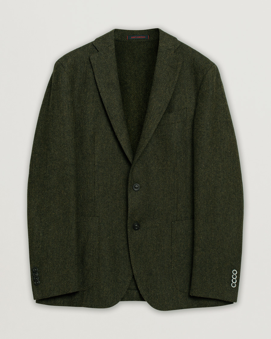 Hombres | Blazers | Pre-owned | The Gigi Degas Wool Herringbone Blazer Green 50