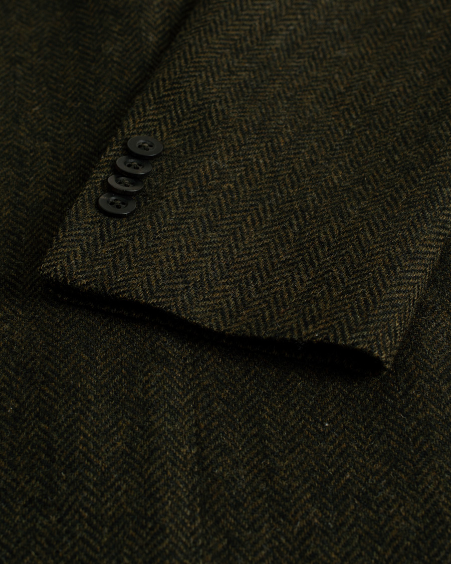 Hombres | Blazers | Pre-owned | The Gigi Degas Wool Herringbone Blazer Green 50