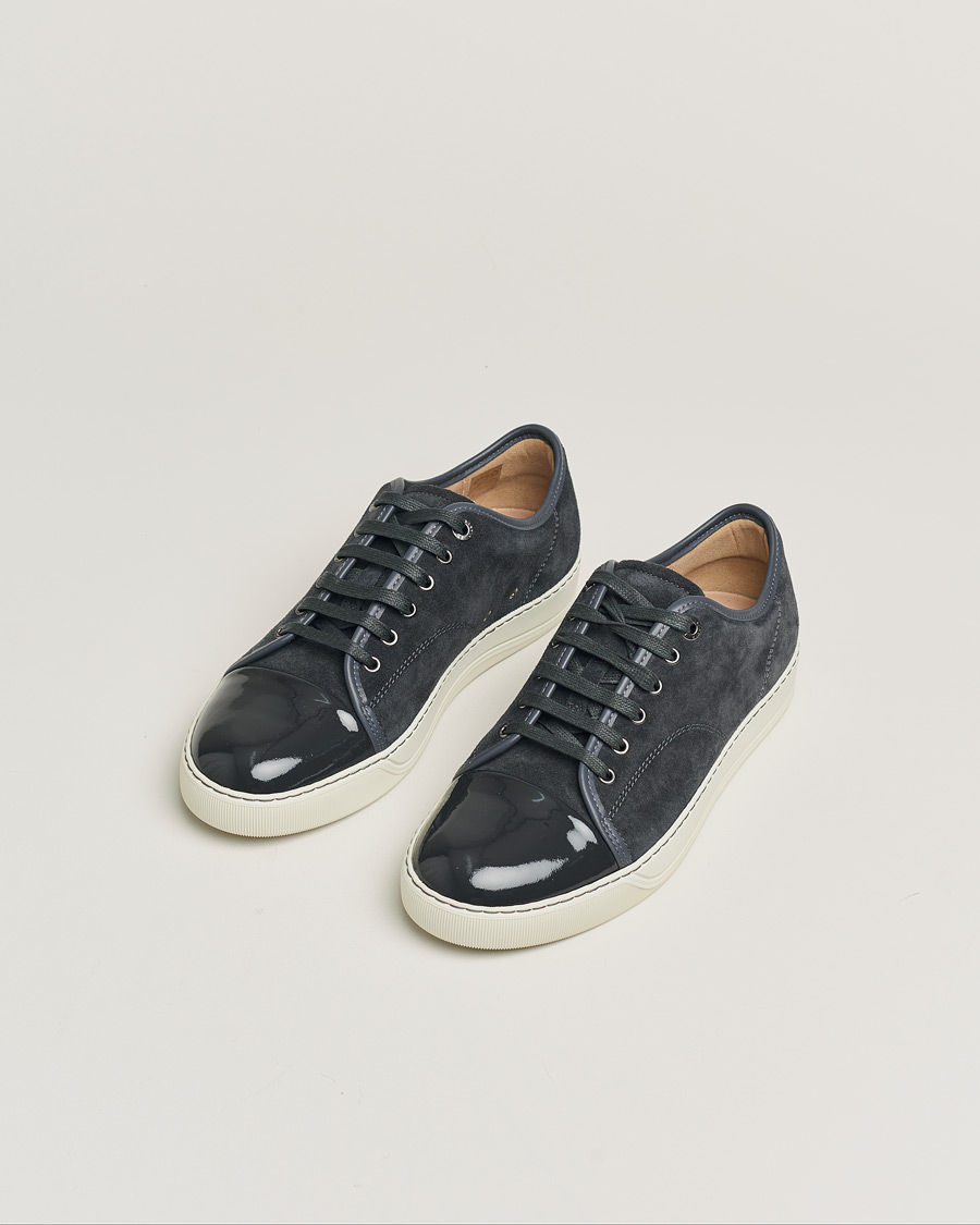Hombres | Lanvin DBB1 Patent Cap Toe Sneaker Dark Grey | Pre-owned | Lanvin DBB1 Patent Cap Toe Sneaker Dark Grey