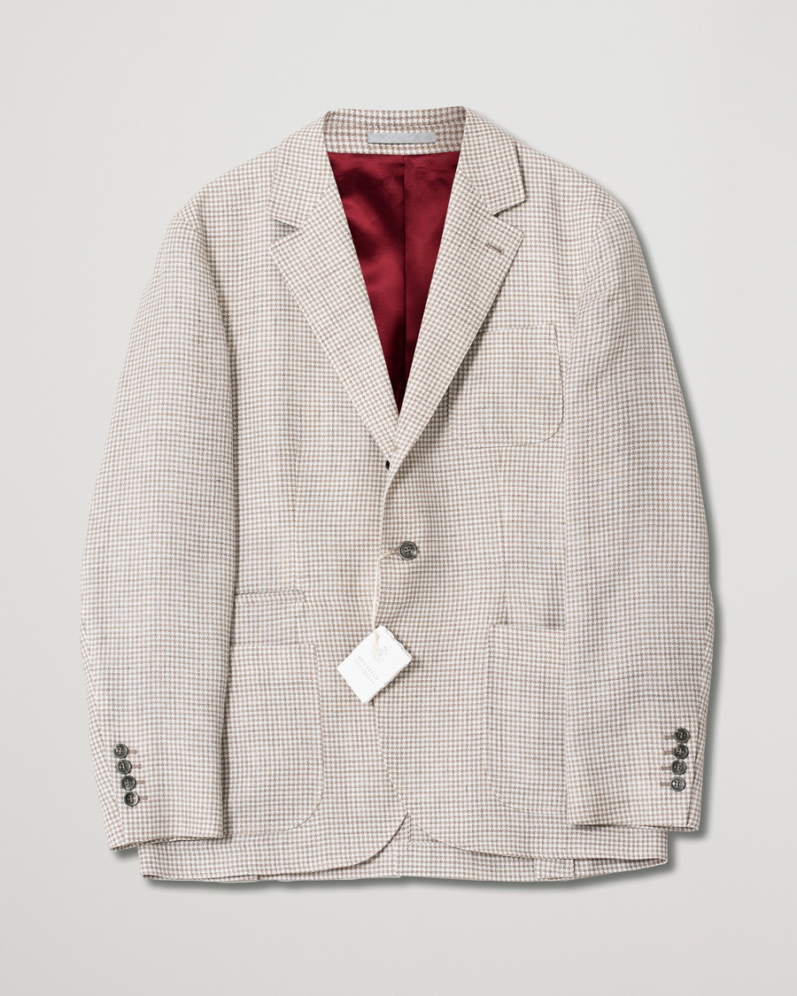 Hombres | Blazers | Pre-owned | Brunello Cucinelli Linen/Silk Patch Pocket Blazer Beige 52