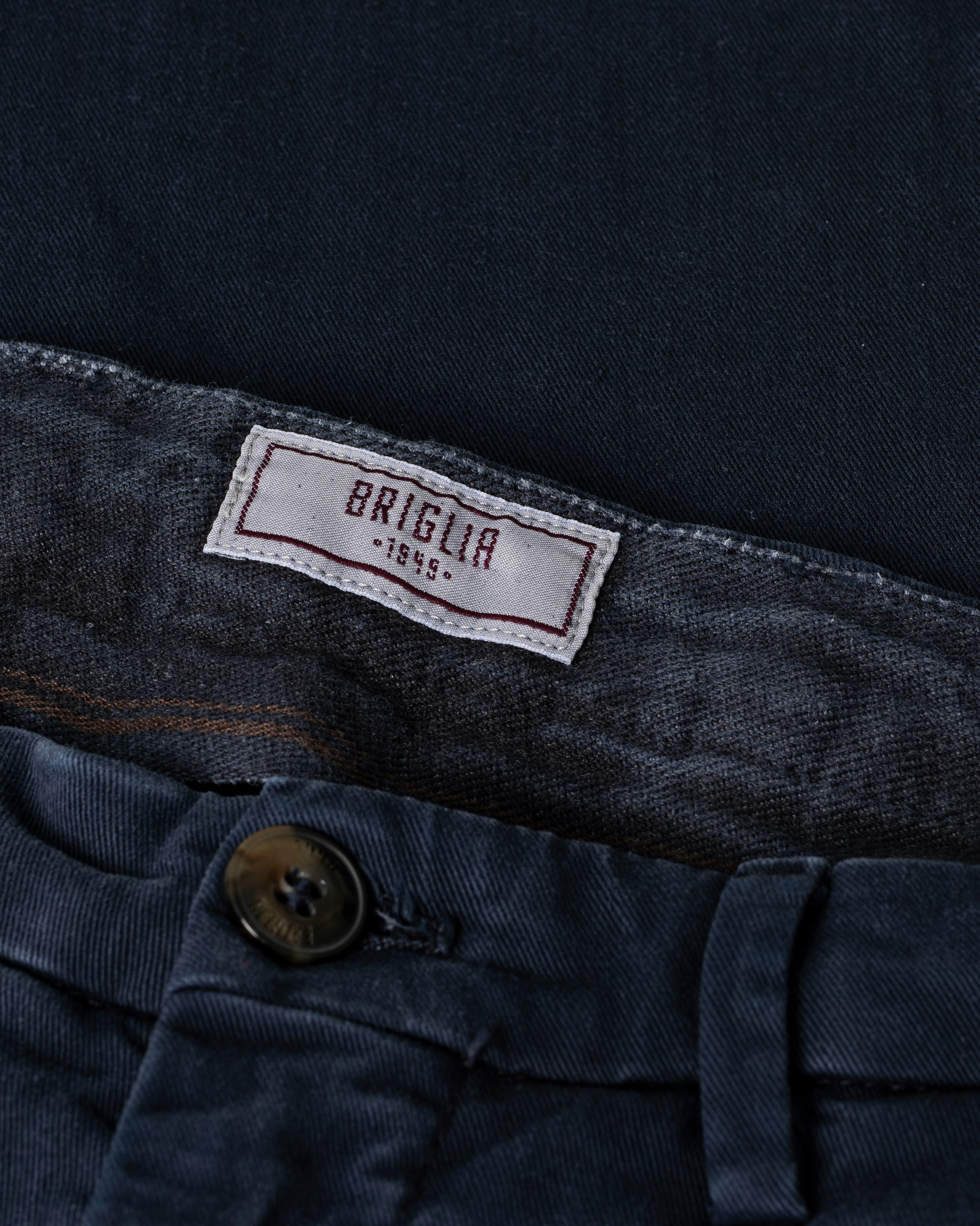 Hombres | Pantalones | Pre-owned | Briglia 1949 Slim Fit Cotton Chinos Navy 44