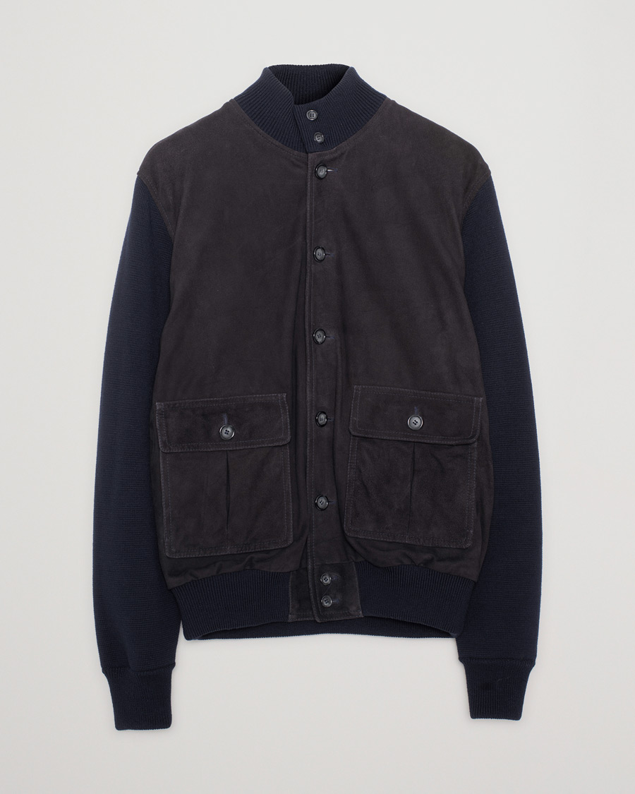 Hombres | Abrigos y chaquetas | Pre-owned | Valstar Valstarino Suede Combo Jacket Navy Suede