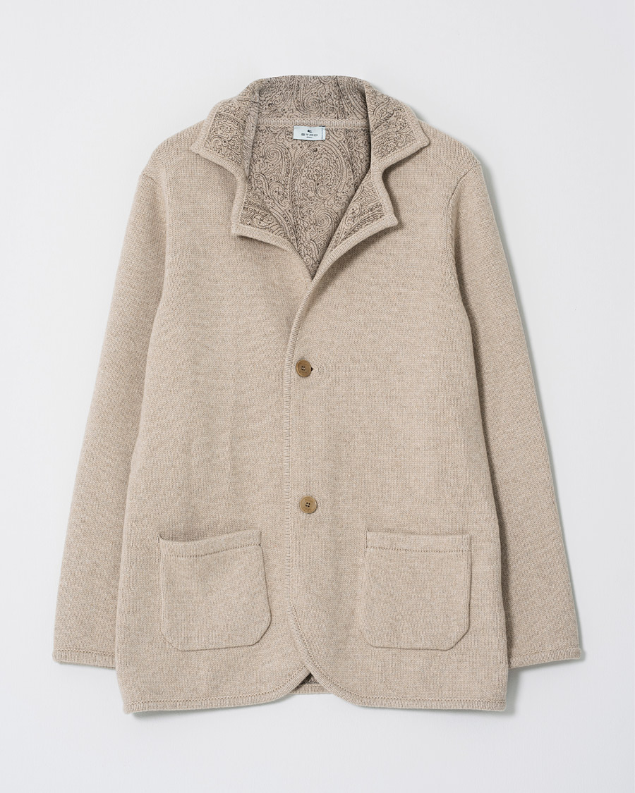 Hombres | Blazers | Pre-owned | Etro Cashmere Knitted Blazer Beige L