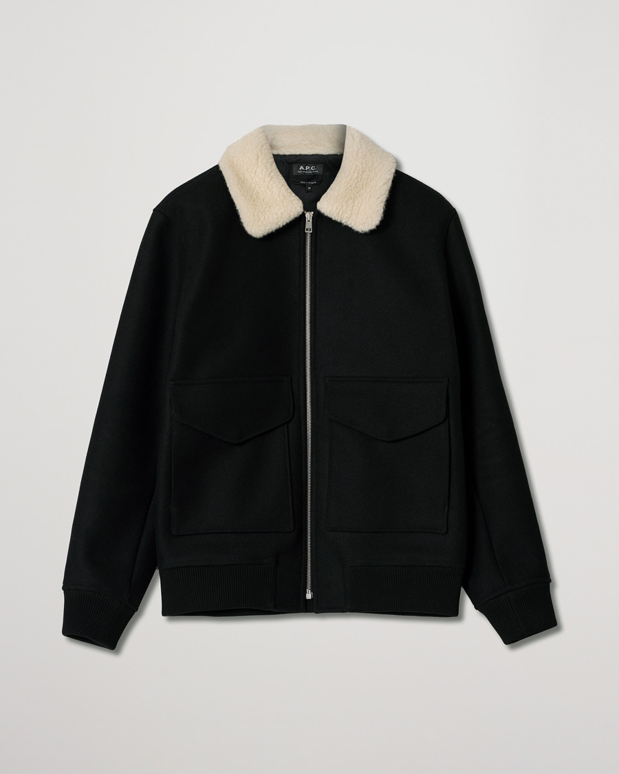 Hombres | Abrigos y chaquetas | Pre-owned | A.P.C. Ben Shearling Bomber Jacket Black