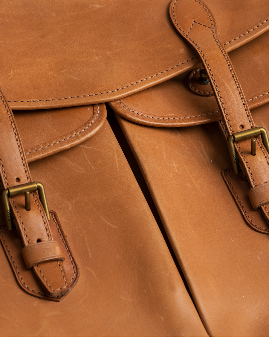 Hombres | Polo Ralph Lauren Leather Duffle Bag Natural | Pre-owned | Polo Ralph Lauren Leather Duffle Bag Natural