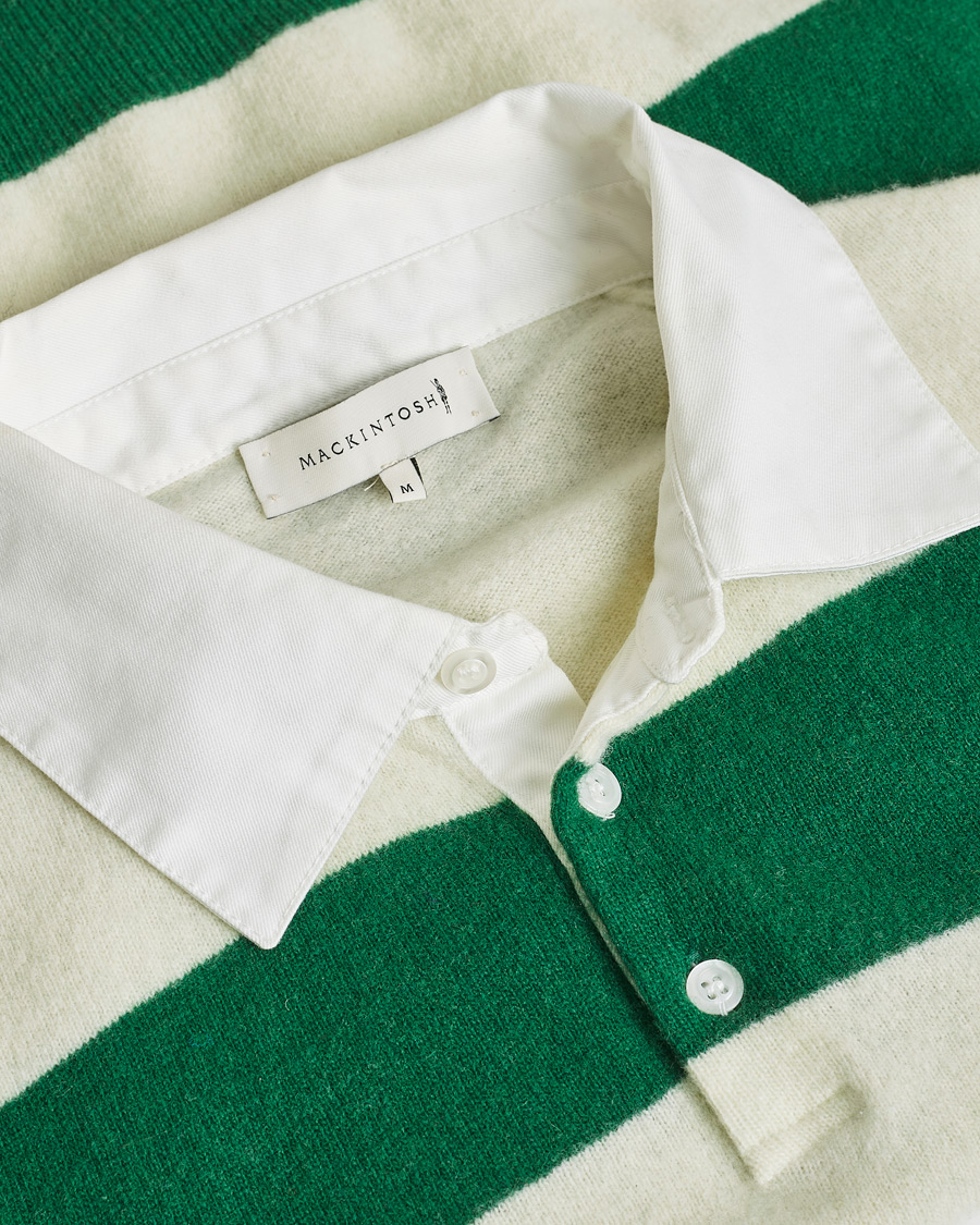 Hombres | Mackintosh Knitted Wool Rugby Sweater Green/White | Pre-owned | Mackintosh Knitted Wool Rugby Sweater Green/White