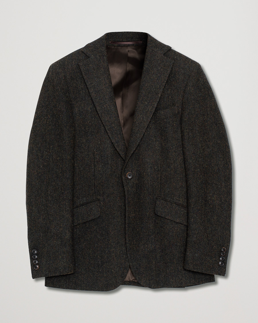 Hombres | Blazers | Pre-owned | Walker Slater Edward Wool Donegal Blazer Dark Brown