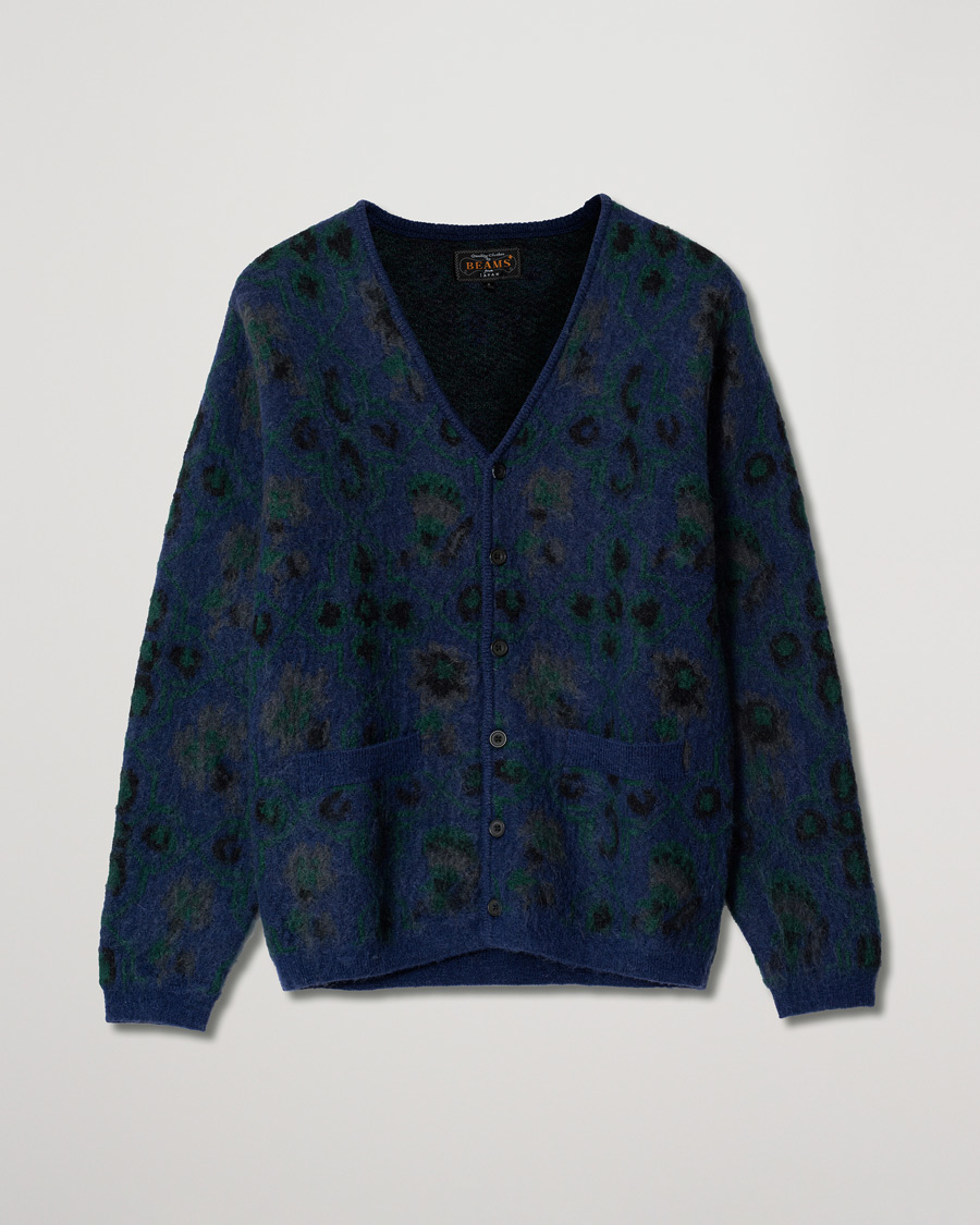 Hombres | Jerséis y prendas de punto | Pre-owned | BEAMS PLUS Botanical Jacquard Cardigan Navy