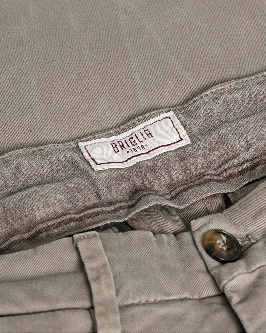 Hombres | Pantalones | Pre-owned | Briglia 1949 Slim Fit Cotton Stretch Chino Taupe
