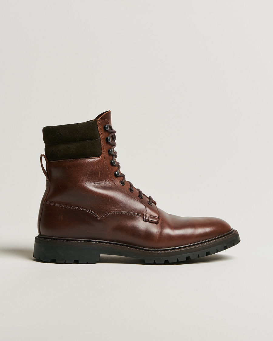 Hombres | Botas | Pre-owned | Crockett & Jones Ross Boot Vibram Sole Dark Brown Waxed Calf