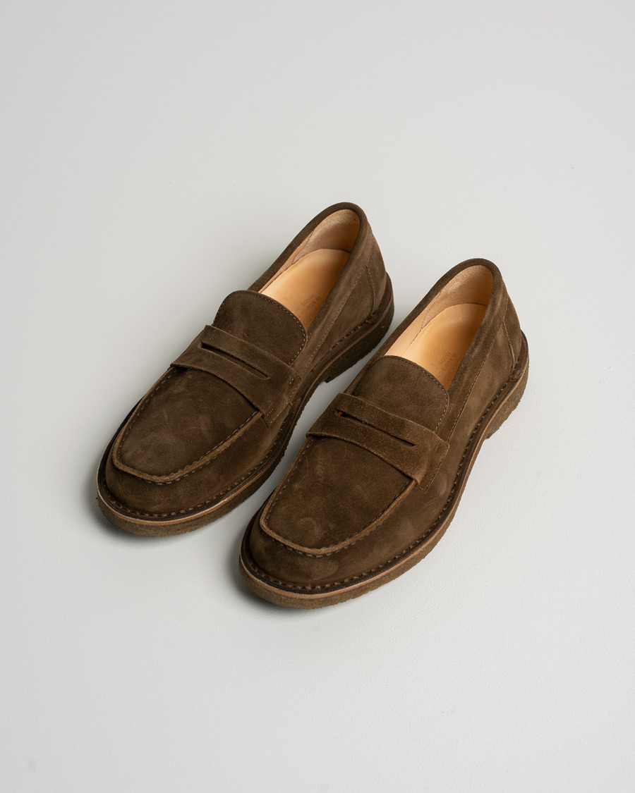 Hombres | Astorflex Mokaflex Loafer Dark Khaki Suede | Pre-owned | Astorflex Mokaflex Loafer Dark Khaki Suede