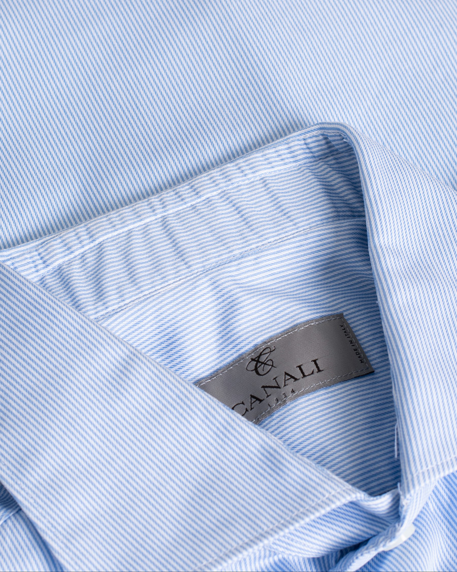 Hombres | Camisas | Pre-owned | Canali Slim Fit Striped Cotton Shirt Light Blue