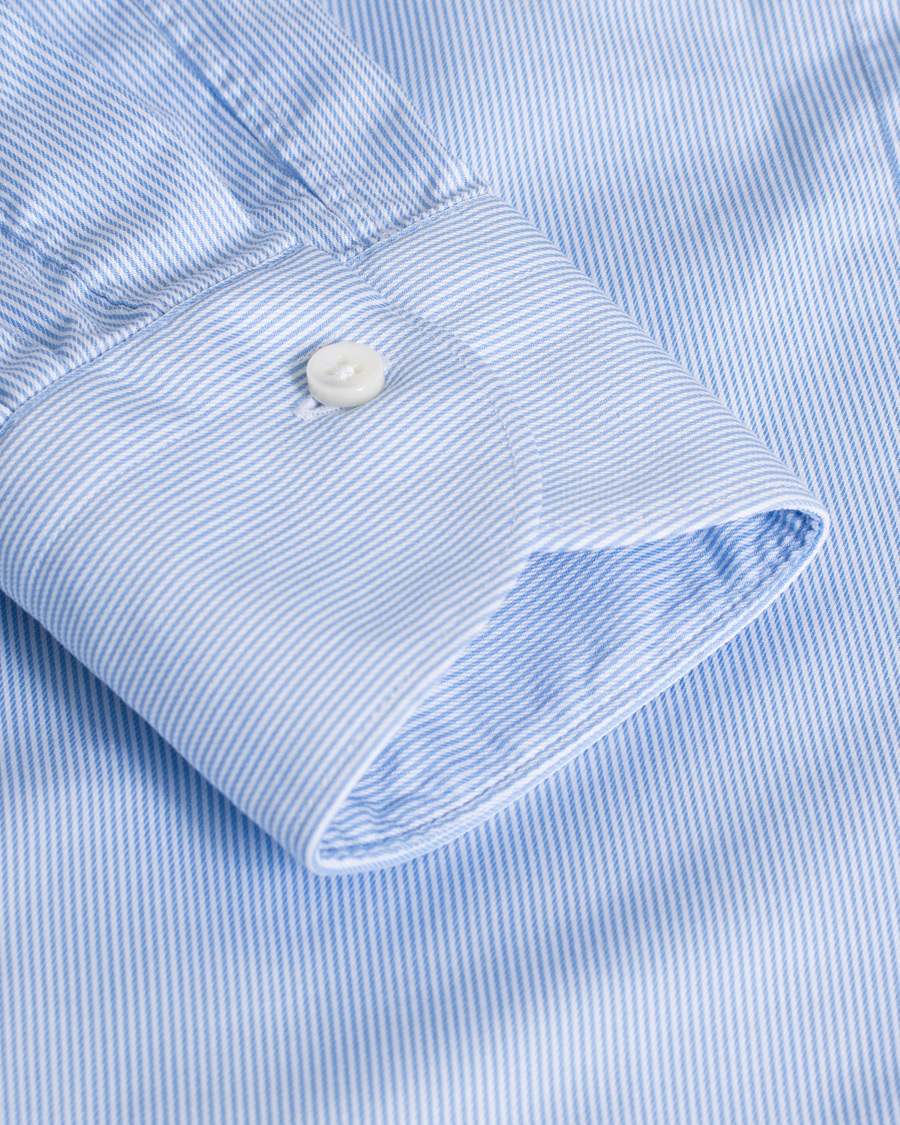 Hombres | Camisas | Pre-owned | Canali Slim Fit Striped Cotton Shirt Light Blue