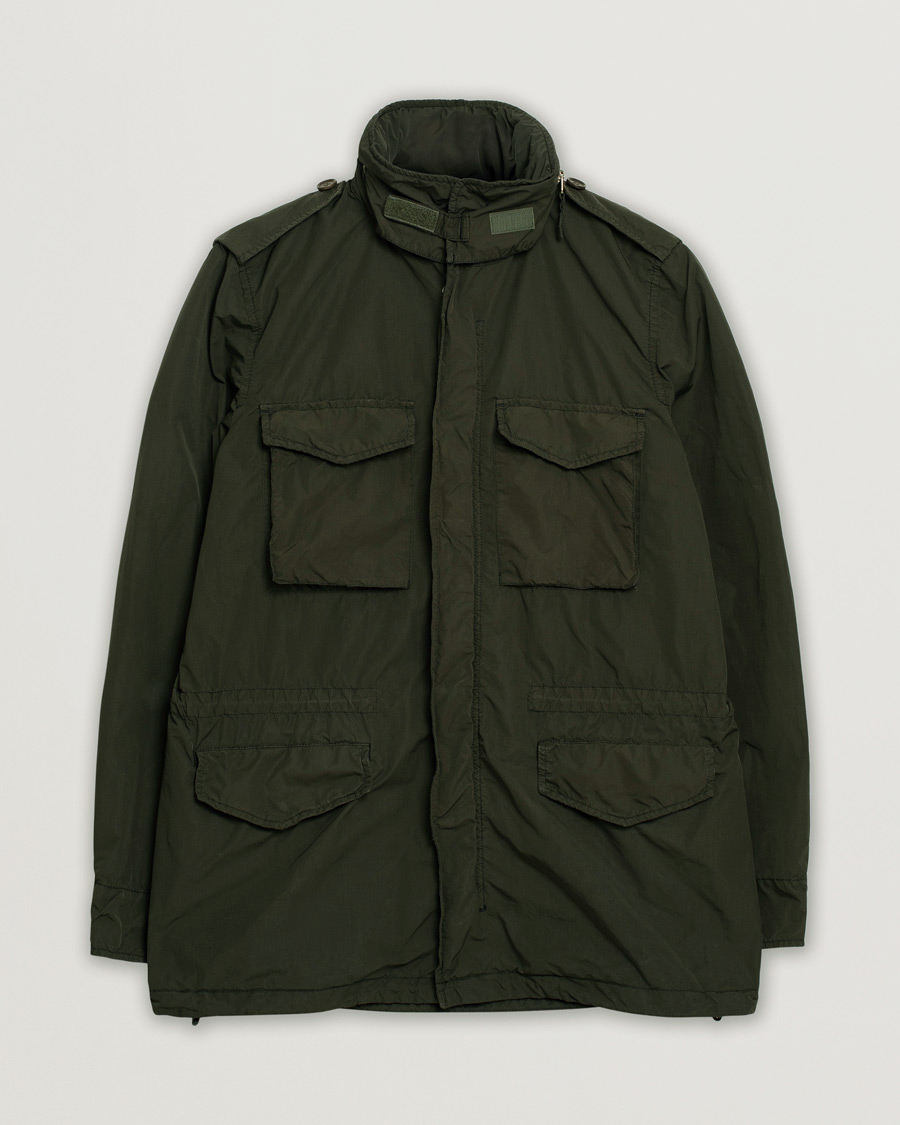 Hombres | Aspesi Giubotto Garment Dyed Field Jacket Dark Military | Pre-owned | Aspesi Giubotto Garment Dyed Field Jacket Dark Military
