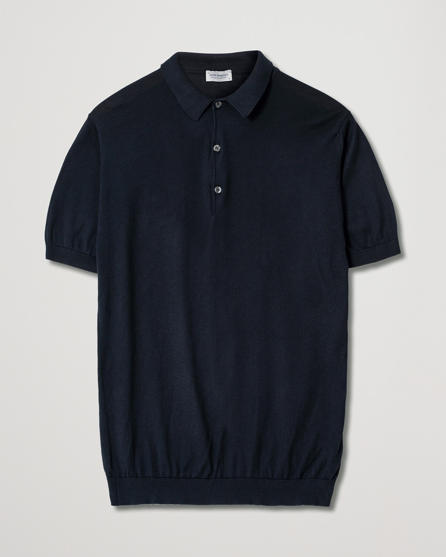 Hombres | Polos | Pre-owned | John Smedley Adrian Slim Fit Sea Island Polo Navy