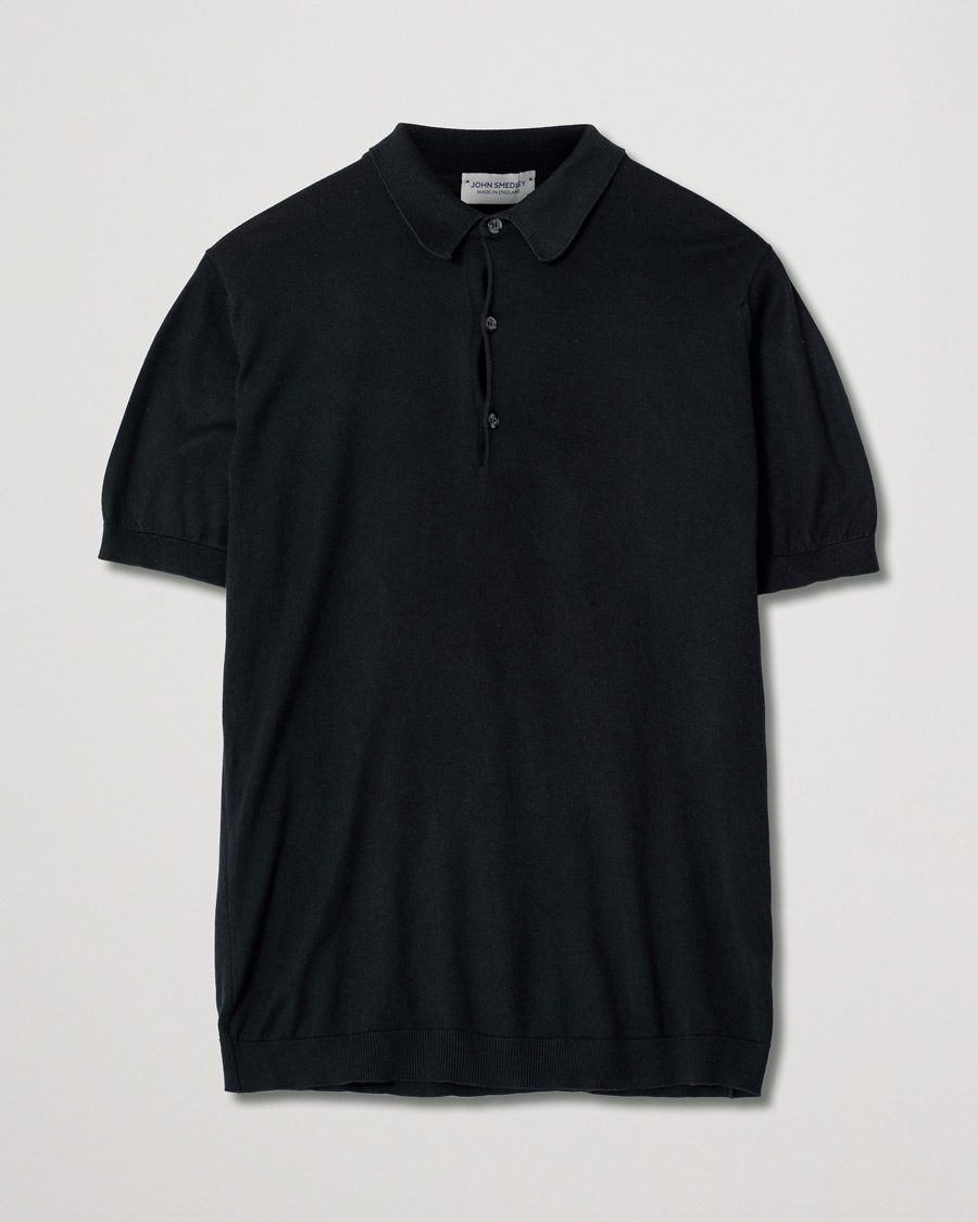 Hombres | Polos | Pre-owned | John Smedley Adrian Slim Fit Sea Island Polo Black