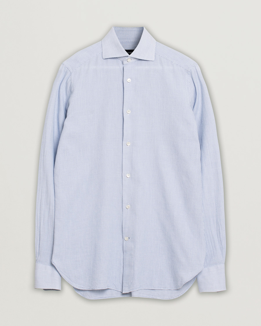 Hombres | Camisas | Pre-owned | Ermenegildo Zegna Slim Fit Cotton Blend Shirt Light Blue Check 38 - S