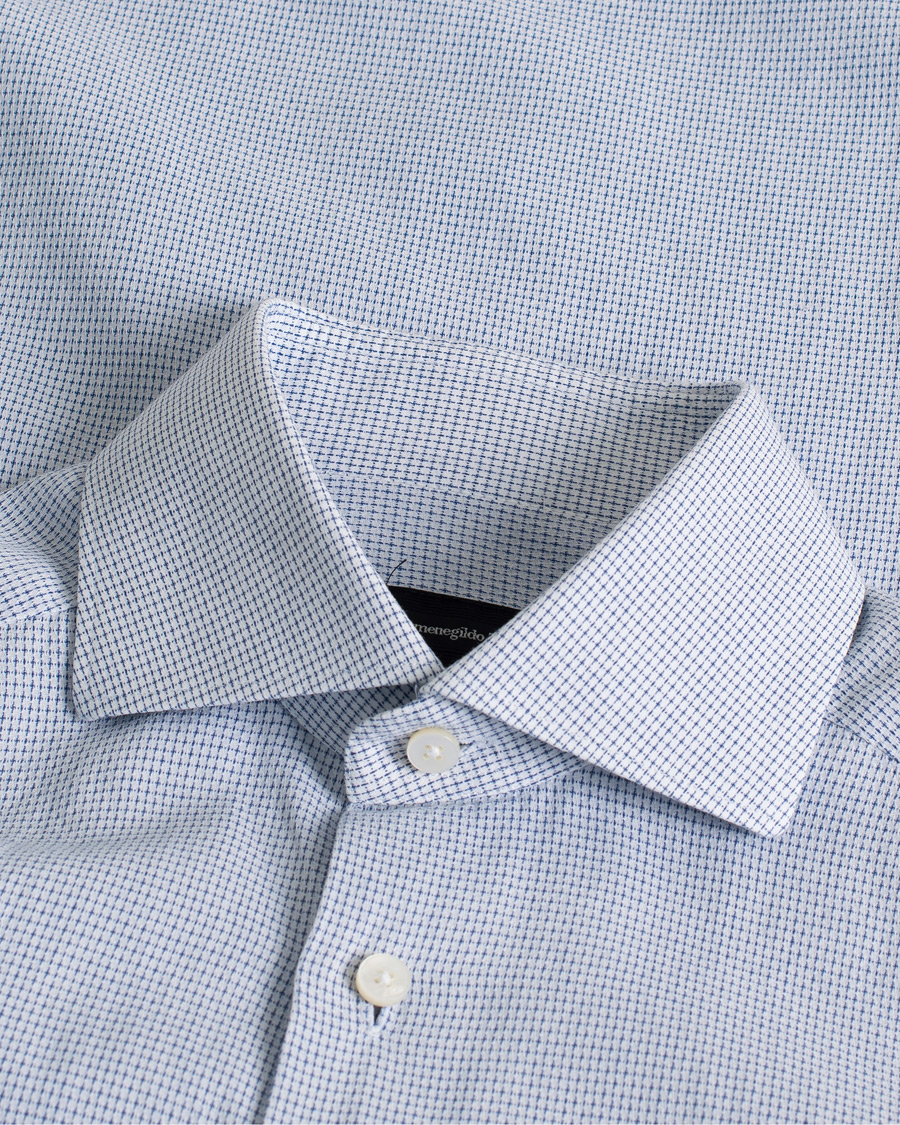 Hombres | Camisas | Pre-owned | Ermenegildo Zegna Slim Fit Cotton Blend Shirt Light Blue Check 38 - S