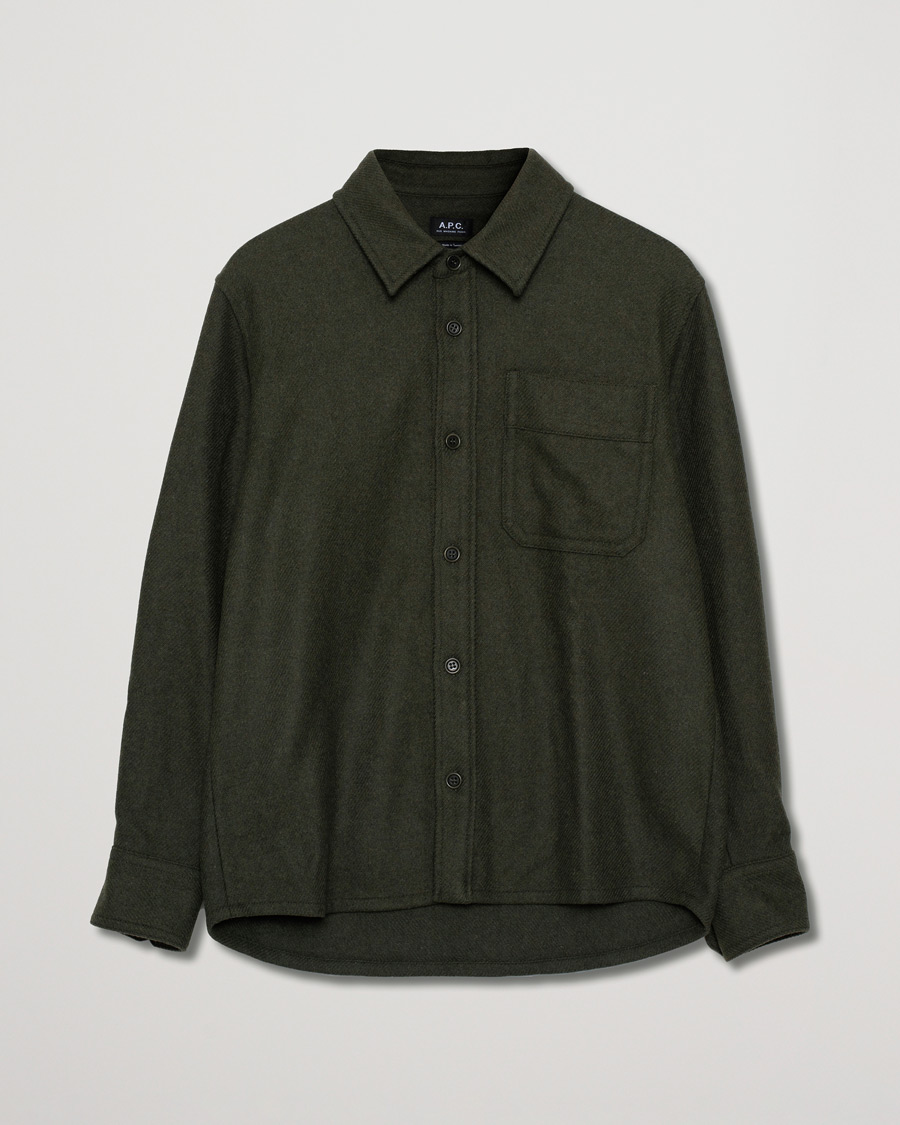 Hombres | Camisas | Pre-owned | A.P.C. Basile Wool Shirt Jacket Olive