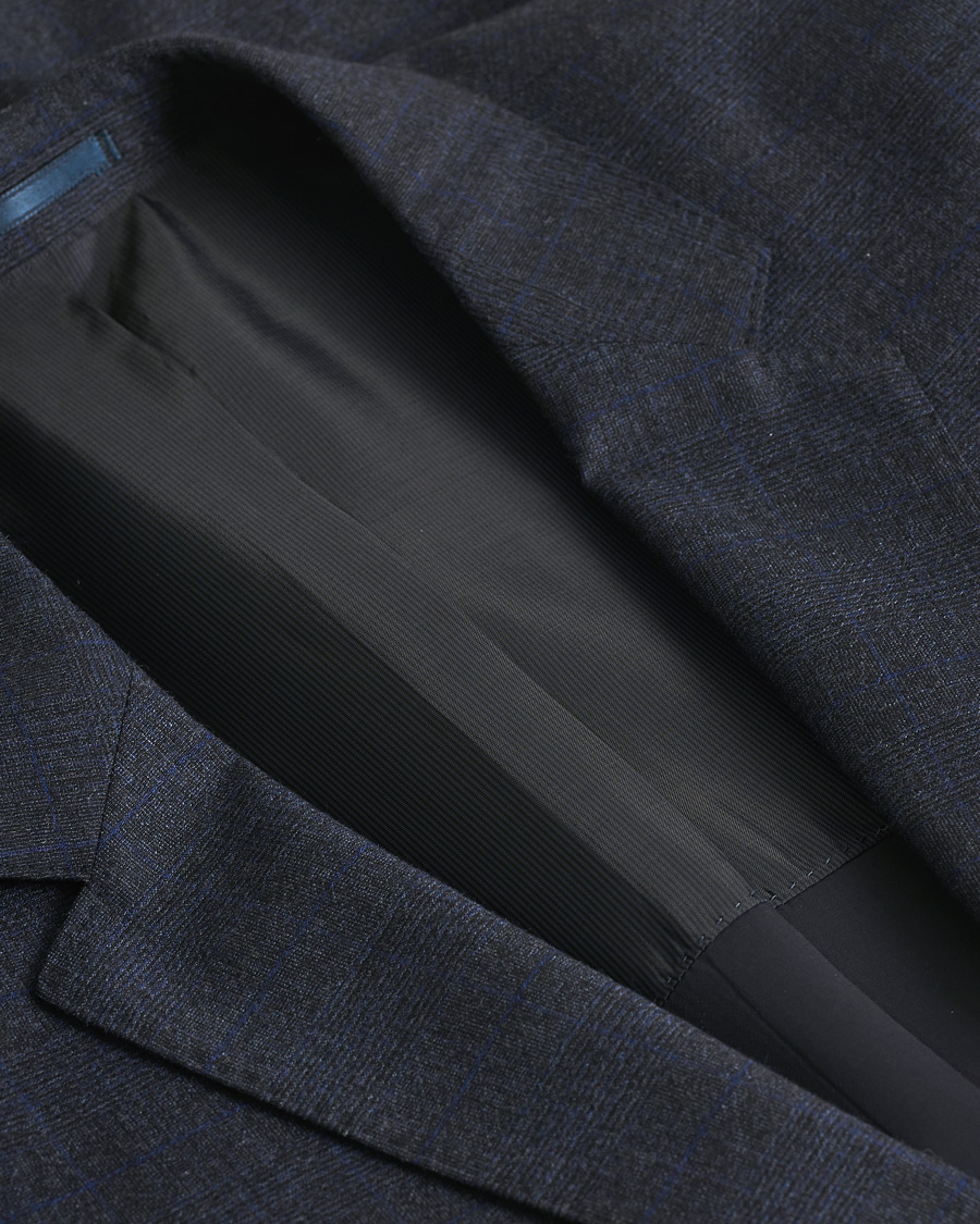 Hombres | Blazers | Pre-owned | BOSS Huge/Genius Slim Fit Wool Suit Check Blue 50