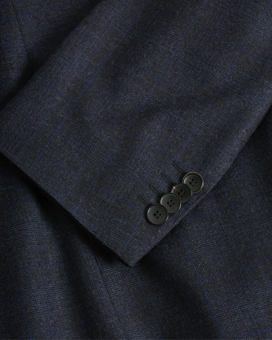 Hombres | Blazers | Pre-owned | BOSS Huge/Genius Slim Fit Wool Suit Check Blue 50