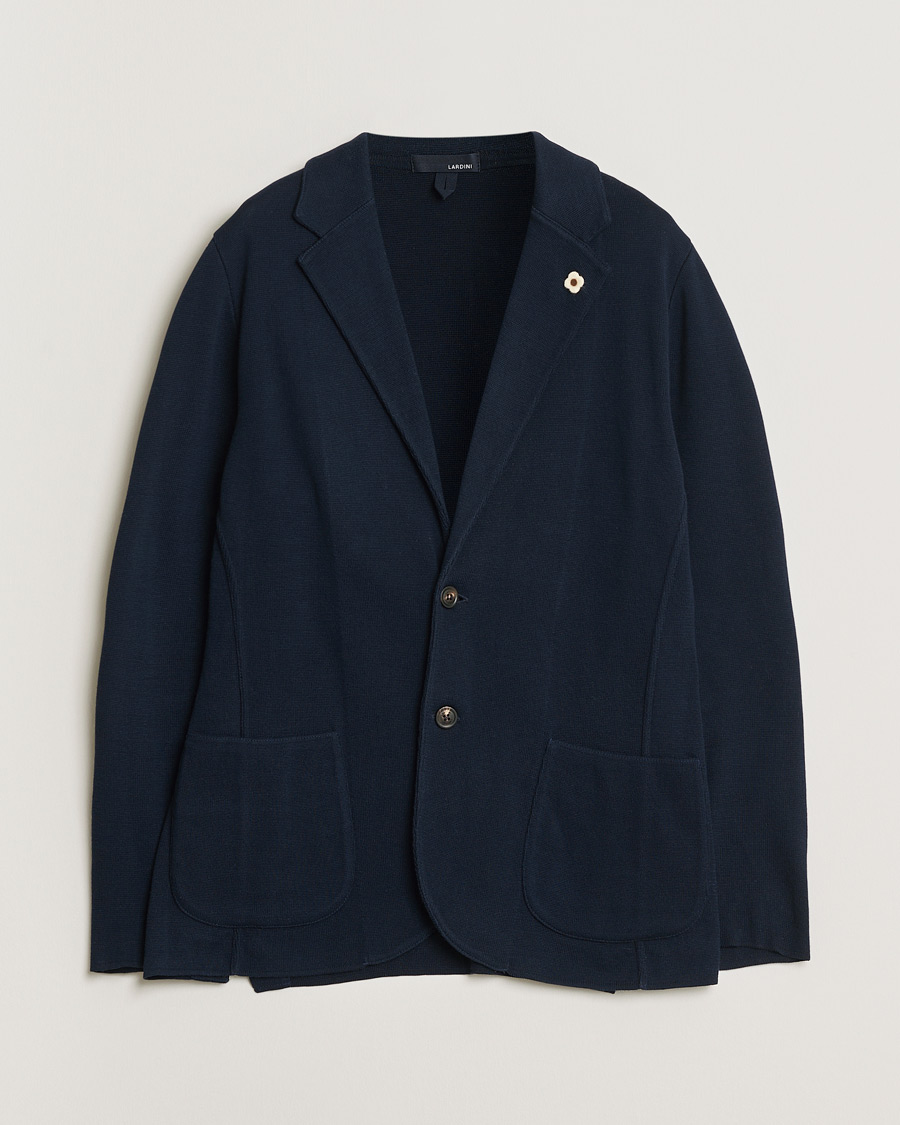 Hombres | Lardini Knitted Cotton Blazer Navy M | Pre-owned | Lardini Knitted Cotton Blazer Navy M