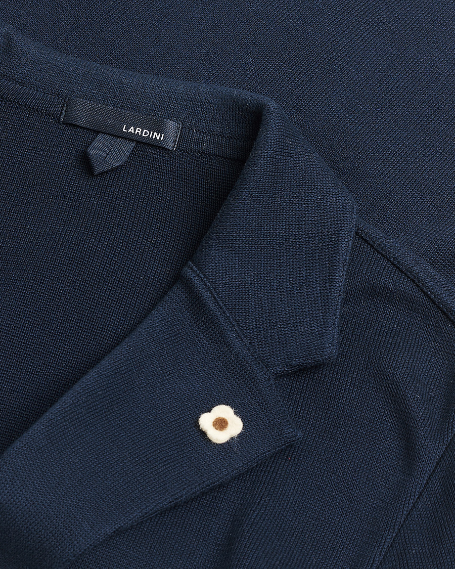 Hombres | Lardini Knitted Cotton Blazer Navy M | Pre-owned | Lardini Knitted Cotton Blazer Navy M