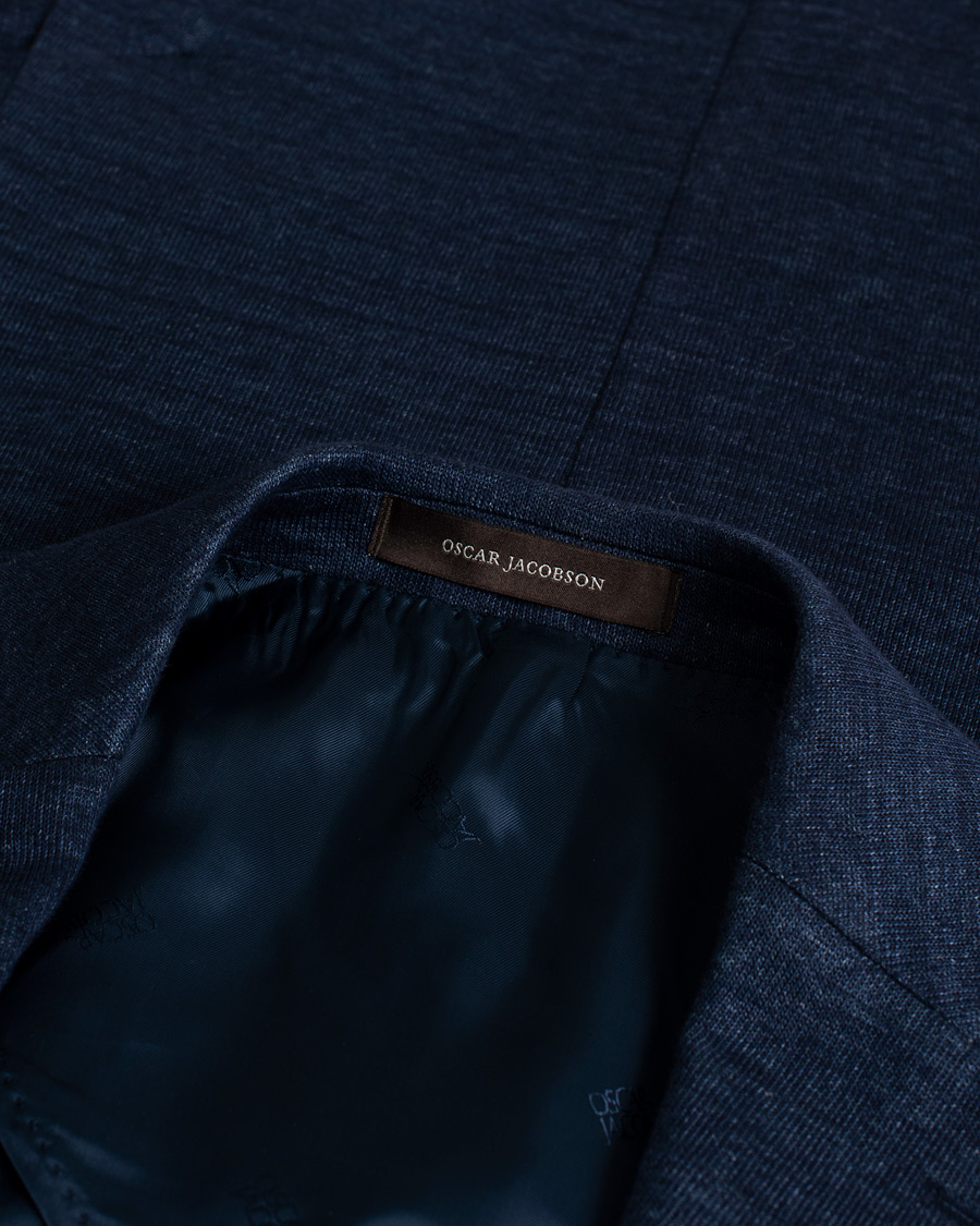 Hombres | Blazers | Pre-owned | Oscar Jacobson Egel Patch Linen Blazer Blue 50
